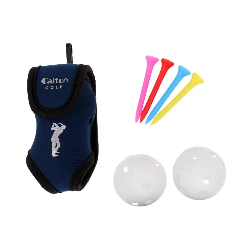 Carry Golf Ball Holder Kit with Belt Bag Two Balls and Four Tees Set for Sport Golf Accessories