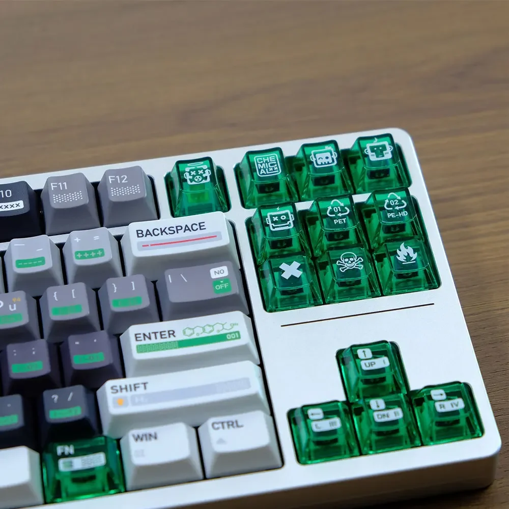 Imagem -04 - Chemical Tema Keycaps Conjunto Completo 61 87 98 104 108 Teclado Mecânico Cereja Altura Pbt Sublimação Térmica 173 122 Chaves 23 Chaves
