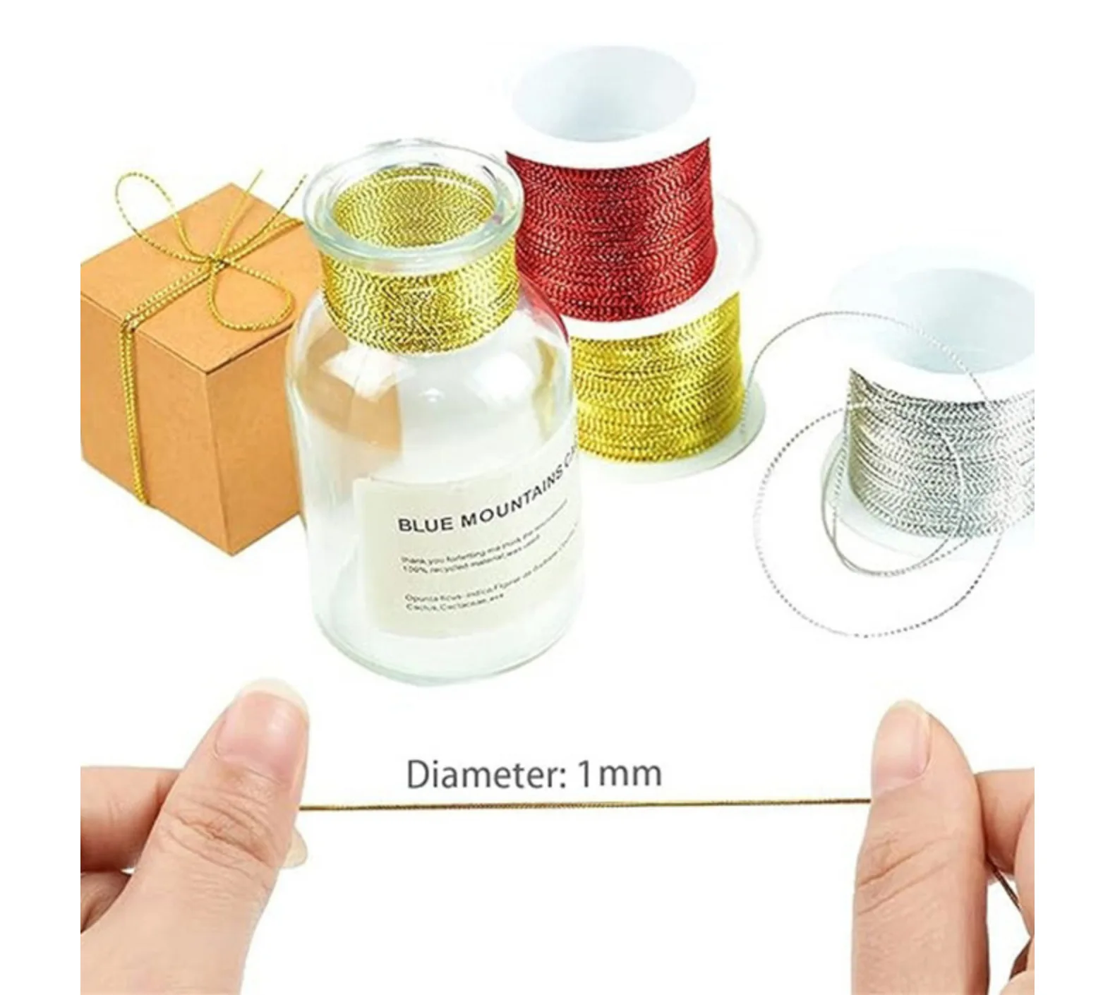 MintHome-No Elastic Fine Rope, Colorful Onion Wire, Christmas Bell Lanyard, Greeting Card Piece Rope, 1mm Tag, 100m