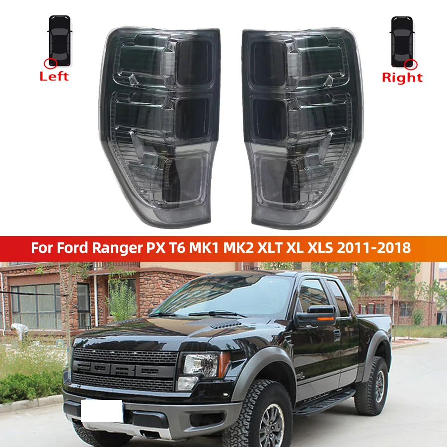 A-Car Left Right Rear Tail Lights Brake Lamp For Ford Ranger PX T6 MK1 MK2 XLT XL XLS 2011-2018 Smoked Taillight