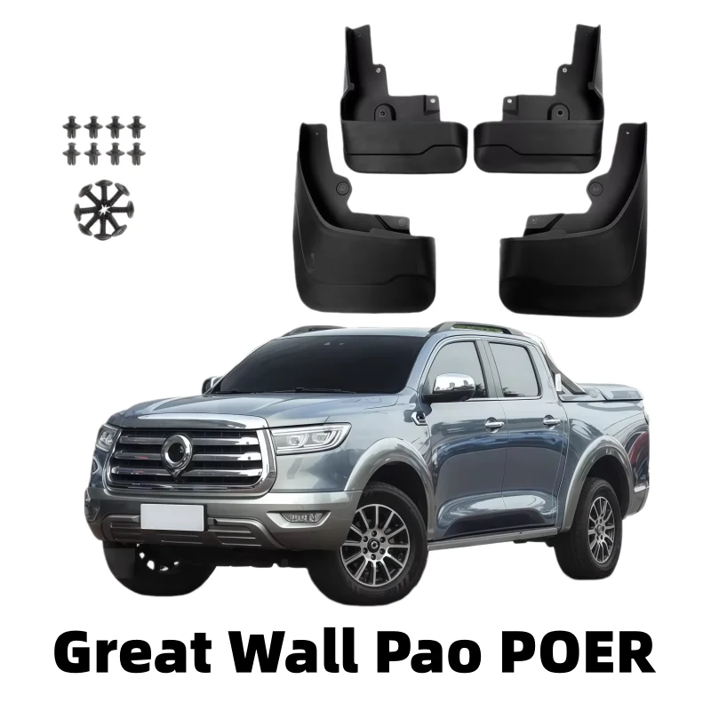 

4PCS ABS Mud Flaps Special For Great Wall WEY POER 2020-2022 Front Rear Anti-splash Fender Auto Styling Accessories