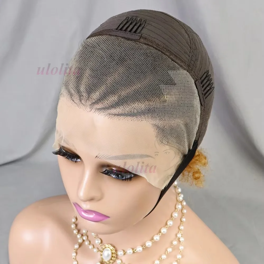 Highlight Ombre Geflochtene Perücken Echthaar Afro Puff Lace Frontal Haarperücken Afro Kinky Curly Echthaar 13x4 Lace Front Vorgeflochten – Detail 33