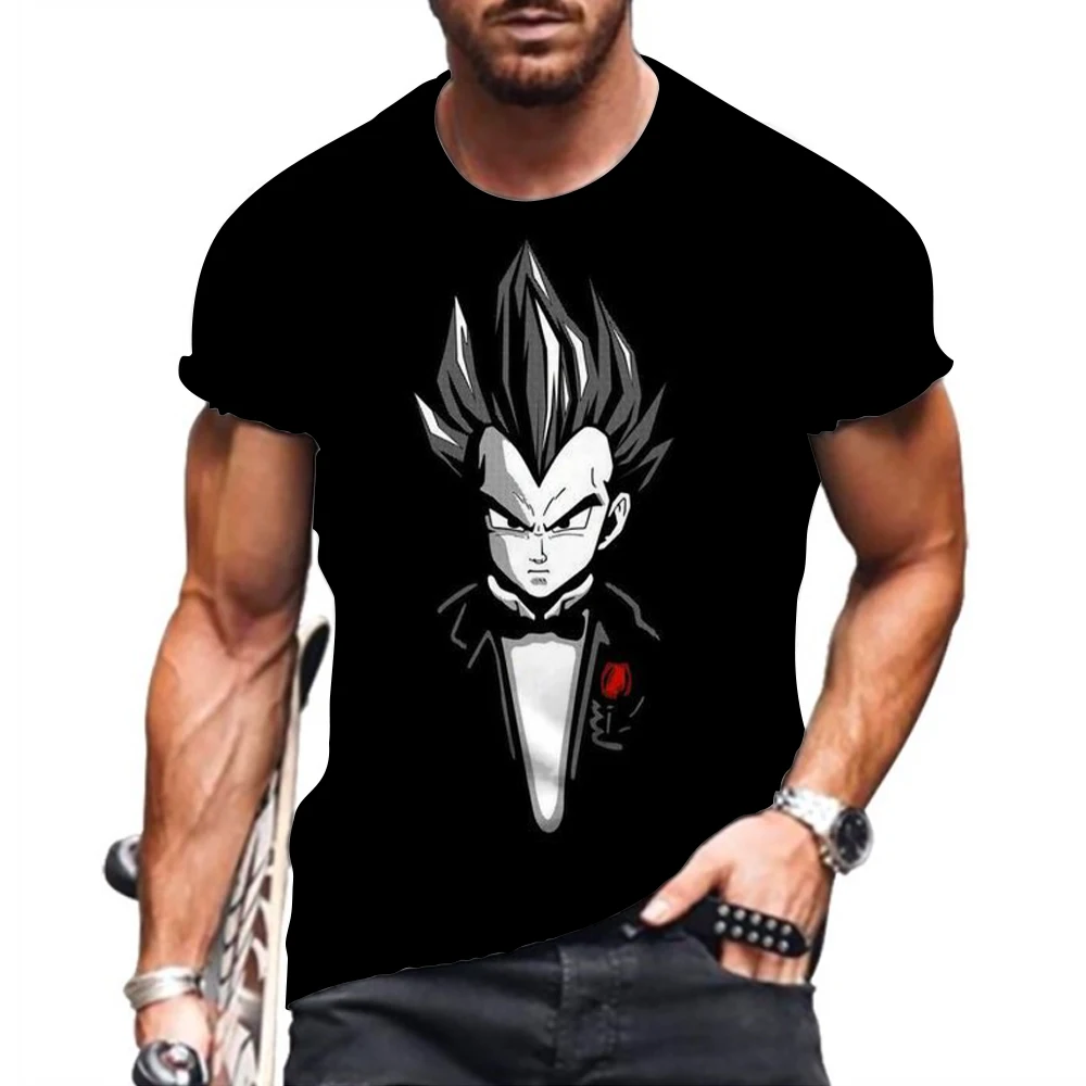 Camisetas de manga corta de Dragon Ball Z para hombre, ropa de calle de gran tamaño, Goku de Anime, Vegeta, 2023