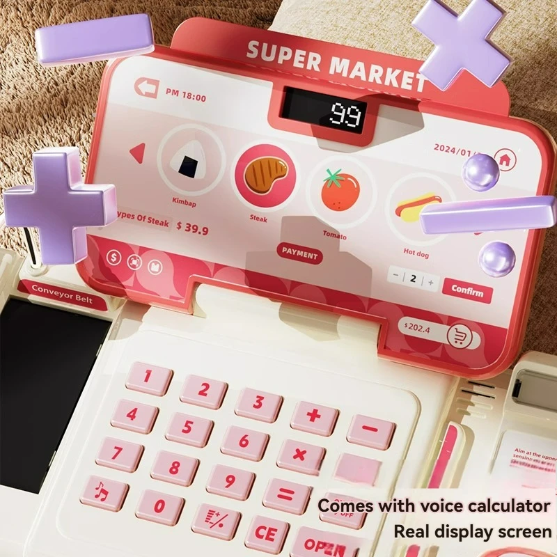 Jouets de caisse enregistreuse pour enfants, Mini ensemble de supermarché, Simulation de calcul des aliments, compteur de caisse, jouet de jeu pour enfants