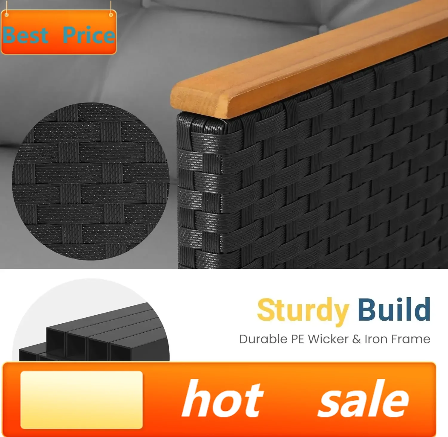 

Бестселлер [Новинка!] Комплект садовой мебели из 3 предметов, всепогодный диван из искусственного ротанга с отсеком для хранения, L-образный, для улицы