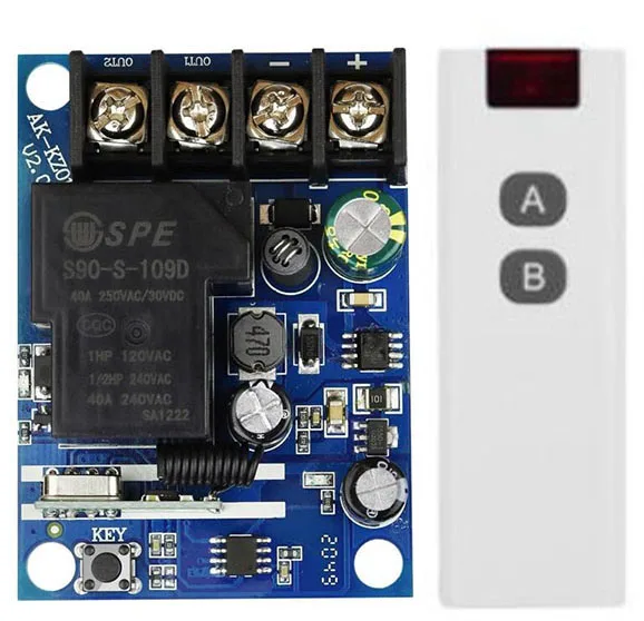 Радиочастотный пульт дистанционного управления, 433 МГц, 12 В, 24 В, 48 В, 30 А, беспроводной релейный приемник и передатчик, дальность 1000 метров