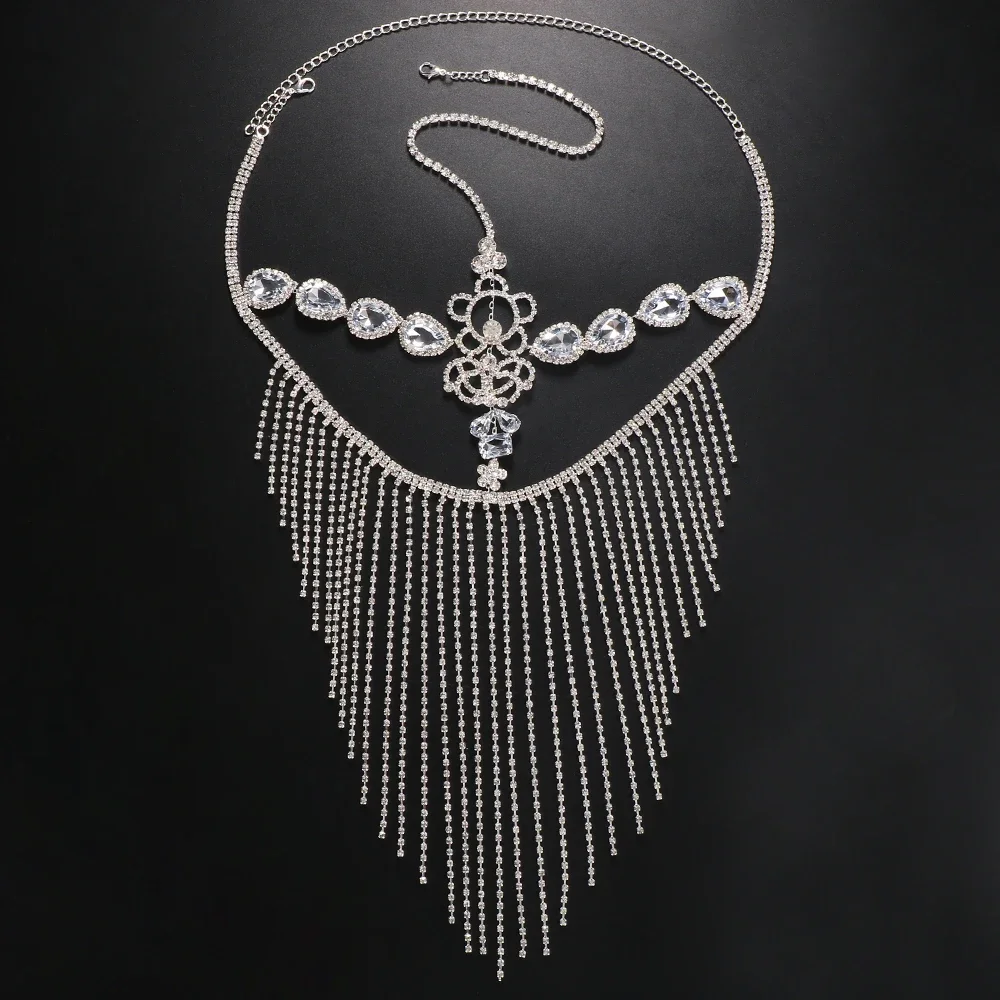 Fashion Crystal Facial Rhinestone Fringe Masquerade Mardi Gras Tassel Mask Jewelry for Women Decorative Hair Face Chain Party