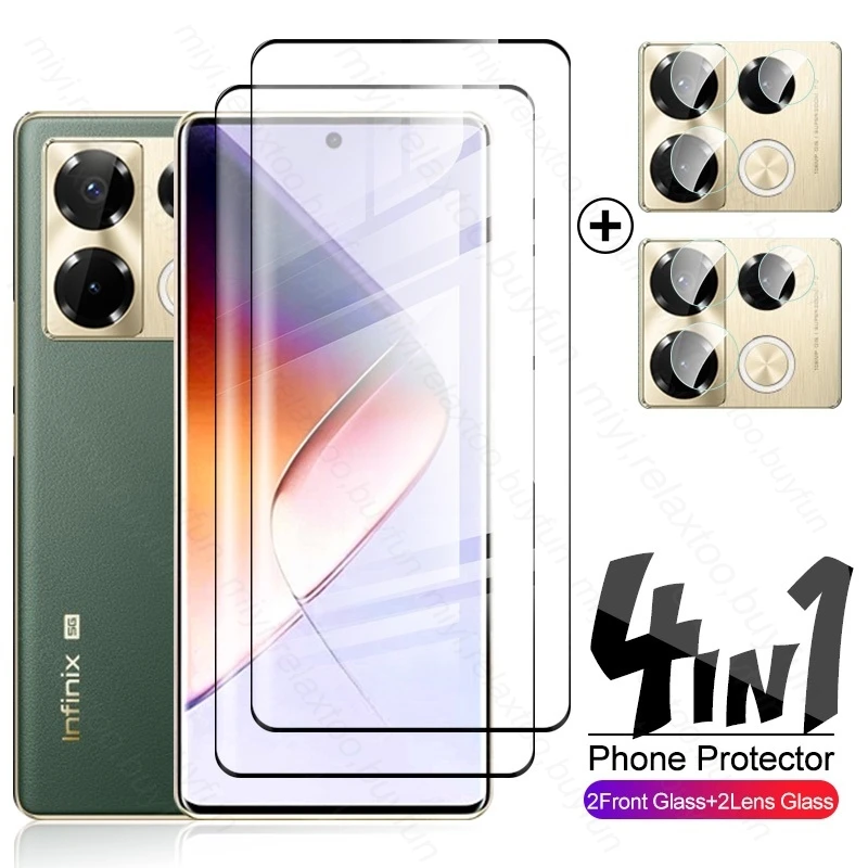 4In1 Camera Lens Screen Protector Case For Infinix Note 40 Pro 5G 4G Tempered Glass Cover Infini Note40 Note 40 Pro+ Pro Plus 5G