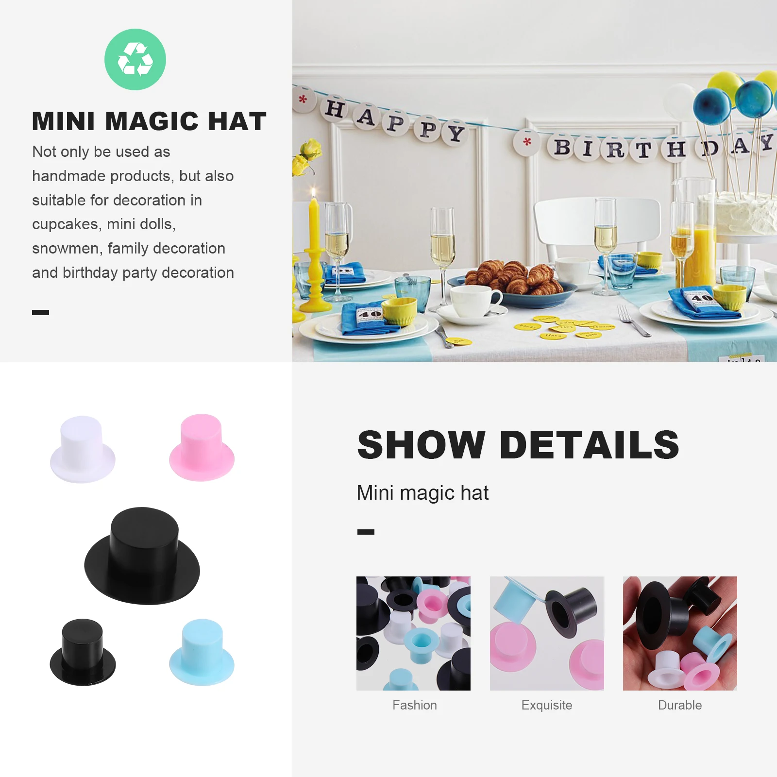 

100 Pcs Plastic Magician Hat Mini Decorated Miniature Hats for Crafts Christmas
