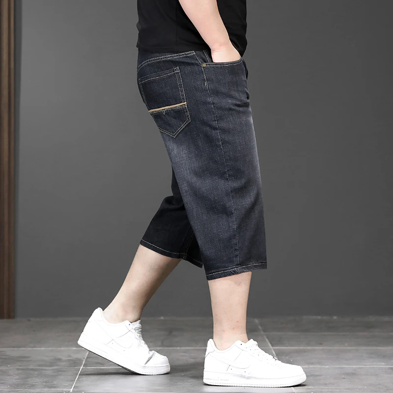 New Large Size 7 Point Length Denim Jeans For Men Chubby Handsome Enlarged 5XL 6XL 7XL Casual Denim Short Pants For Male