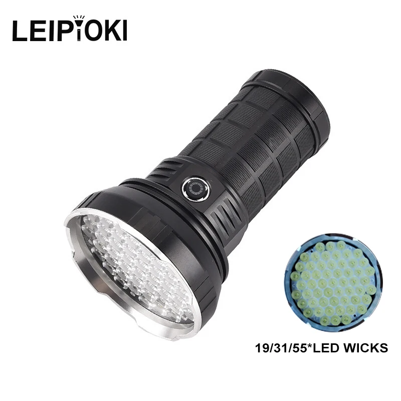 

High Power Rechargeable LED Flashlight with 19/31/55 lamp beads Self-defense Torch aluminum Lantern edc Flashlights for Camping