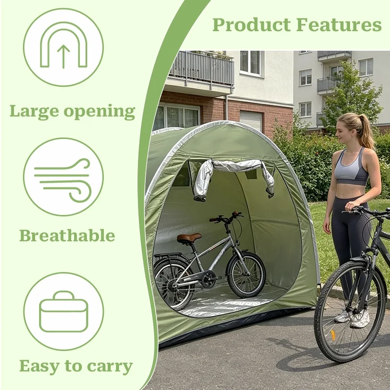 1 Pack Easy‑Setup Bike Storage Tent, Handy Shelter for Household, Outdoor Yard Bicycle Storage Shed Cover for 1-2 Bikes