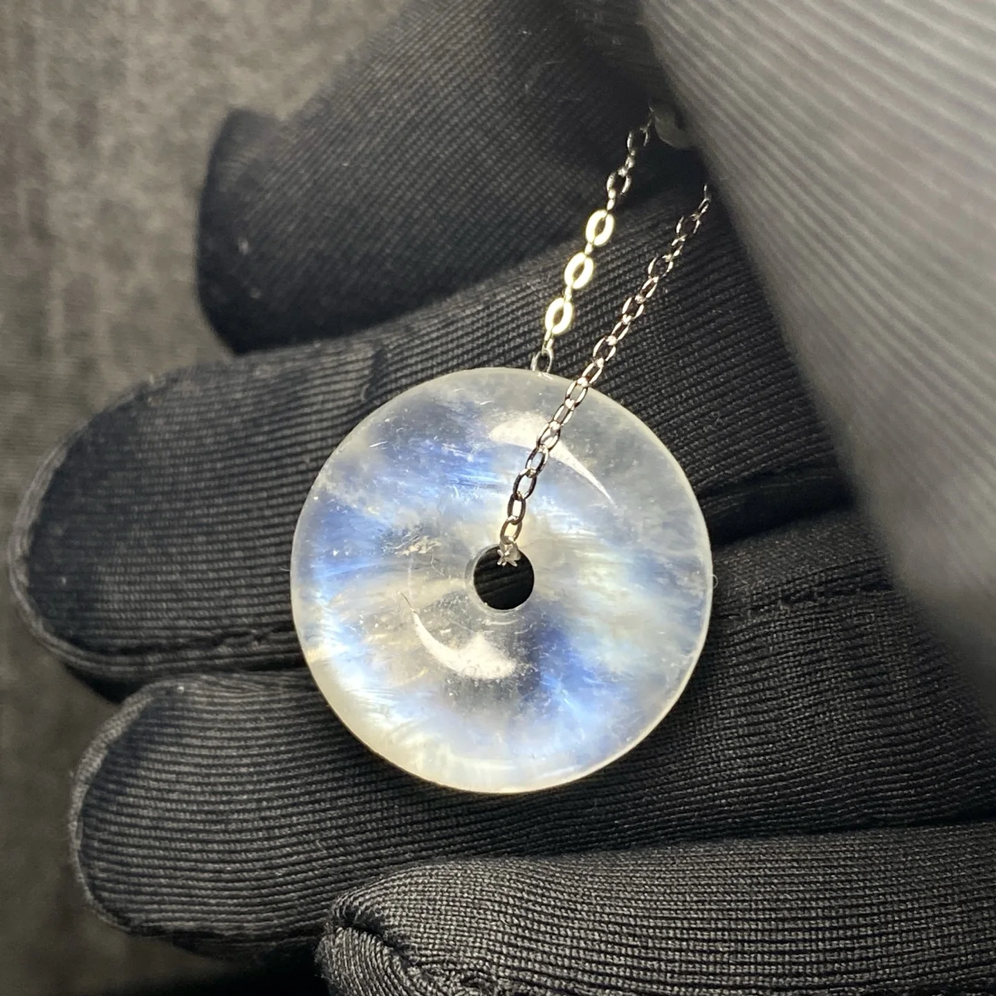 Natural Moonstone Blue Light Pendant Moonstone Necklace 21x8mm Women Gemstone Clear Round Donut Crystal Jewelry AAAAA - Image 2