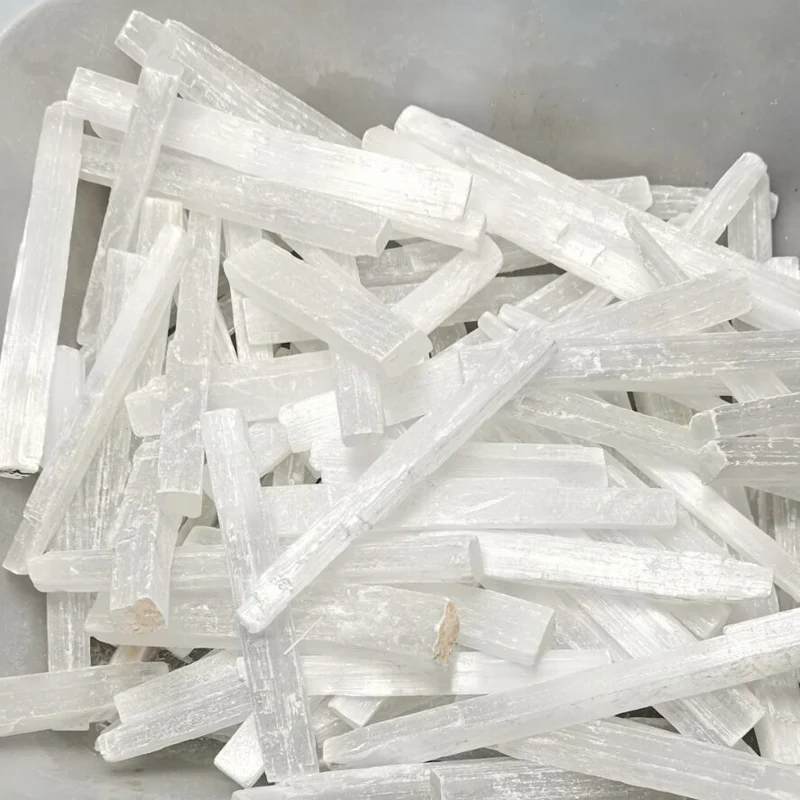 4pcs Natural white selenite gypsum rod with irregular reiki mineral specimens healing crystal rod