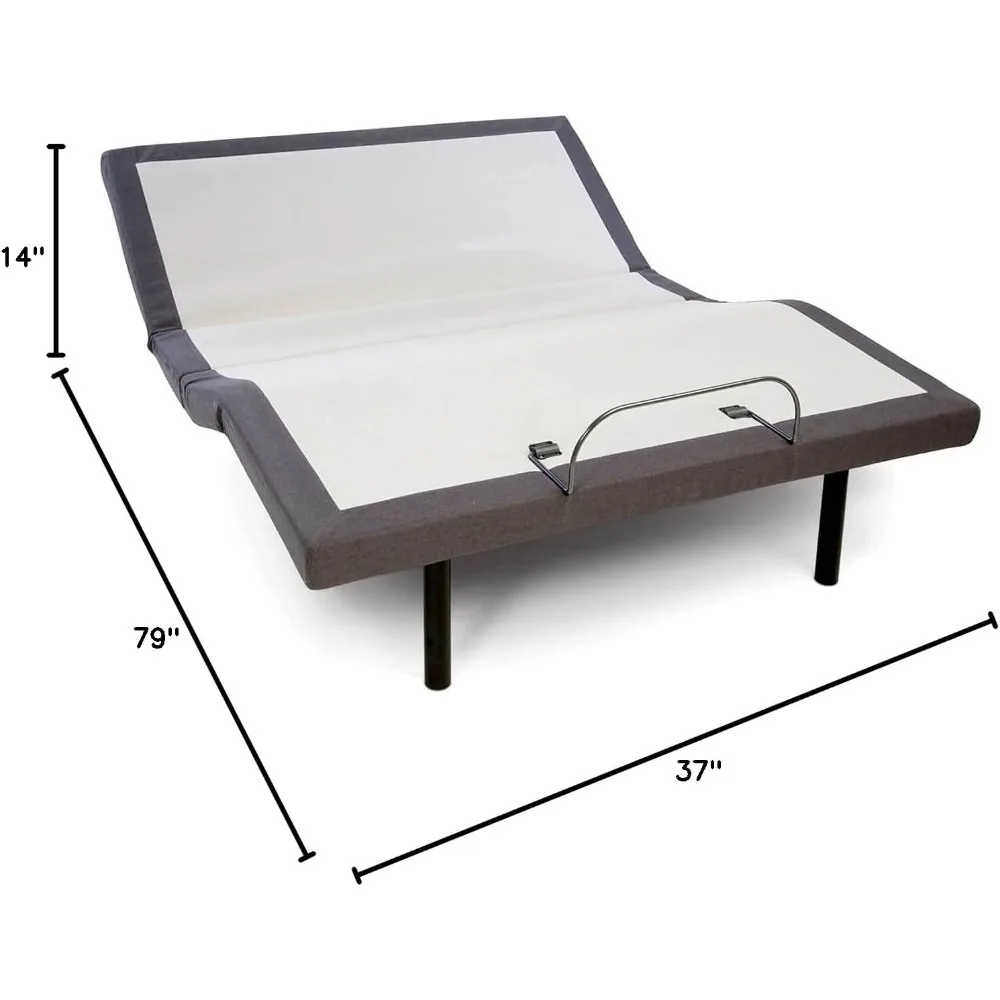 Base ajustável Bed Frame com controle remoto sem fio, gravidade zero e configurações de massagem, portas USB, cama relaxante