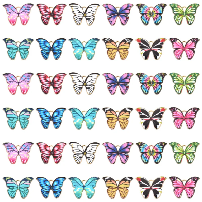 

10pcs Tropical Style Colorful Butterfly Charms Alloy Metal Enamel Pendants For DIY Necklace Bracelet Jewelry Making Accessories