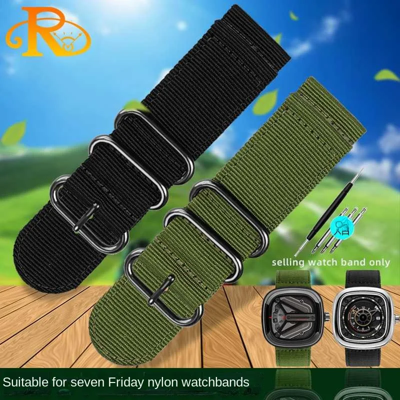 26mm 28mm Large size nylon strap male  For Seven on Friday M2/Q201/02/03 Diesel watch band army green Wrist watch accessories