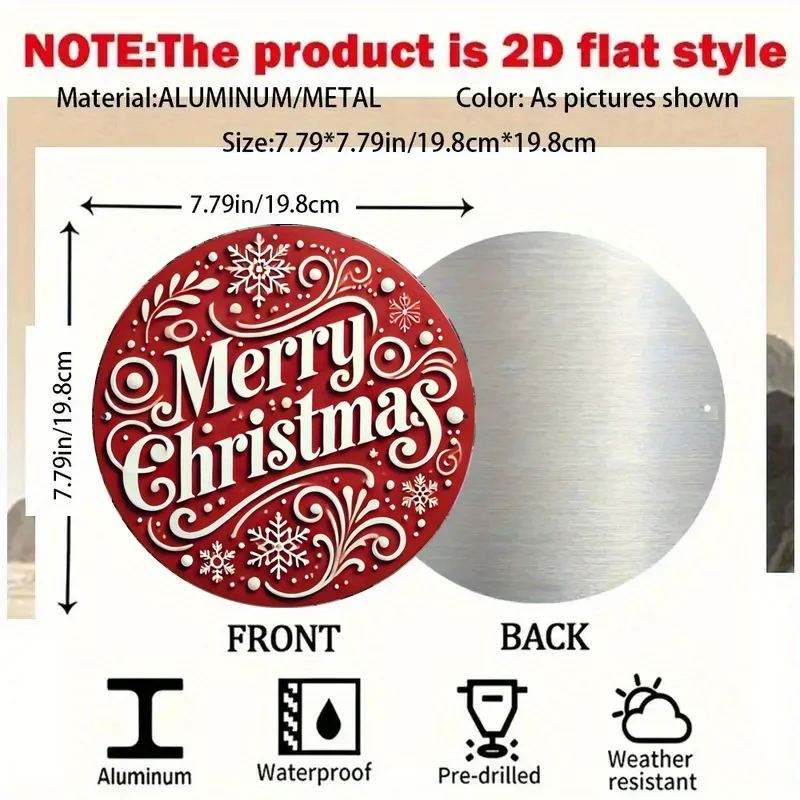 لافتة ألومنيوم معدنية ثنائية الأبعاد لعيد الميلاد الريفي - يجب اقتناؤها للمقاهي المنزلية والمطاعم وعشاق عيد الميلاد - أجواء احتفالية #4