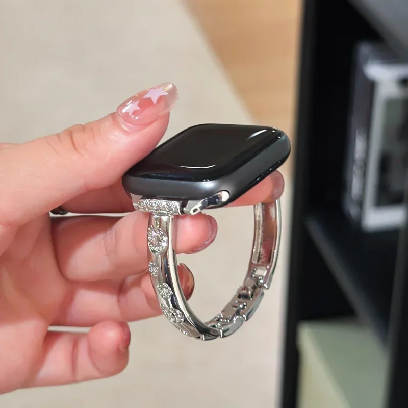 Advanced metal light luxury strap suitable for Apple iWatch strap 38mm 40mm 41mm 42mm 44mm 45mm 49mm fashionable strap