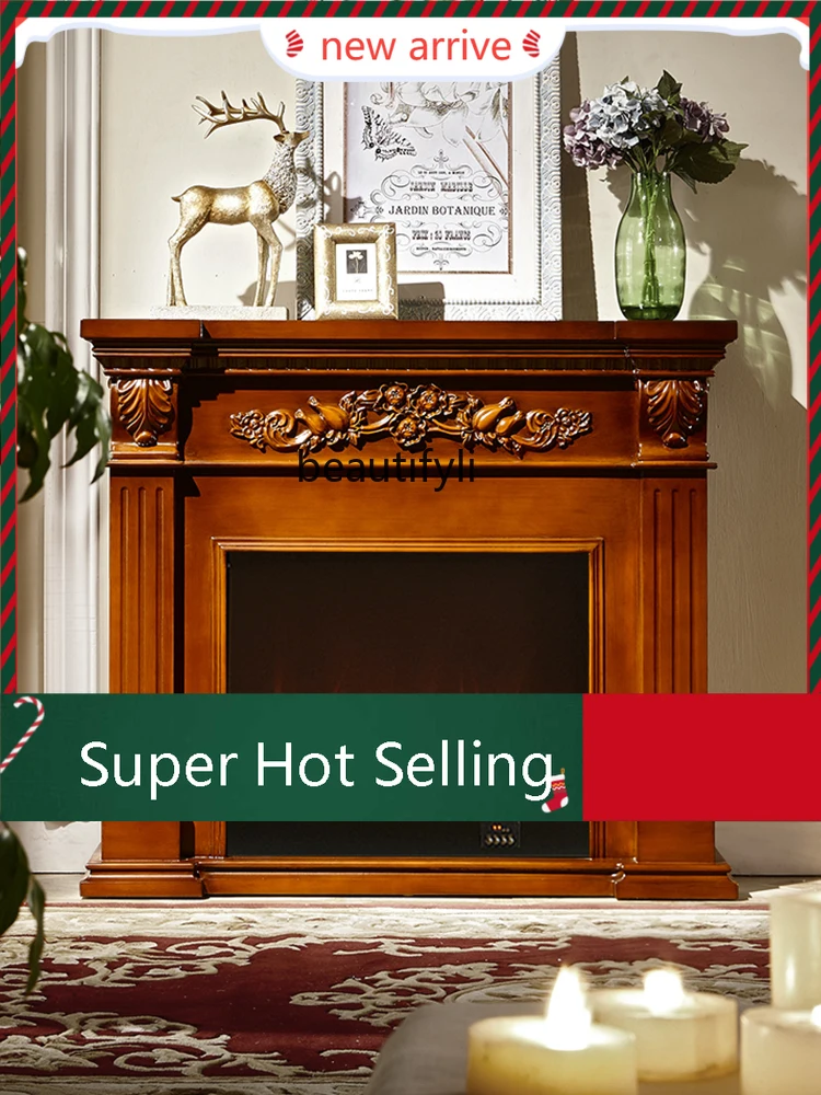 

S132 1.2 meters European fireplace decorative cabinet living room American solid wood fireplace rack Electric fireplace TV cabin