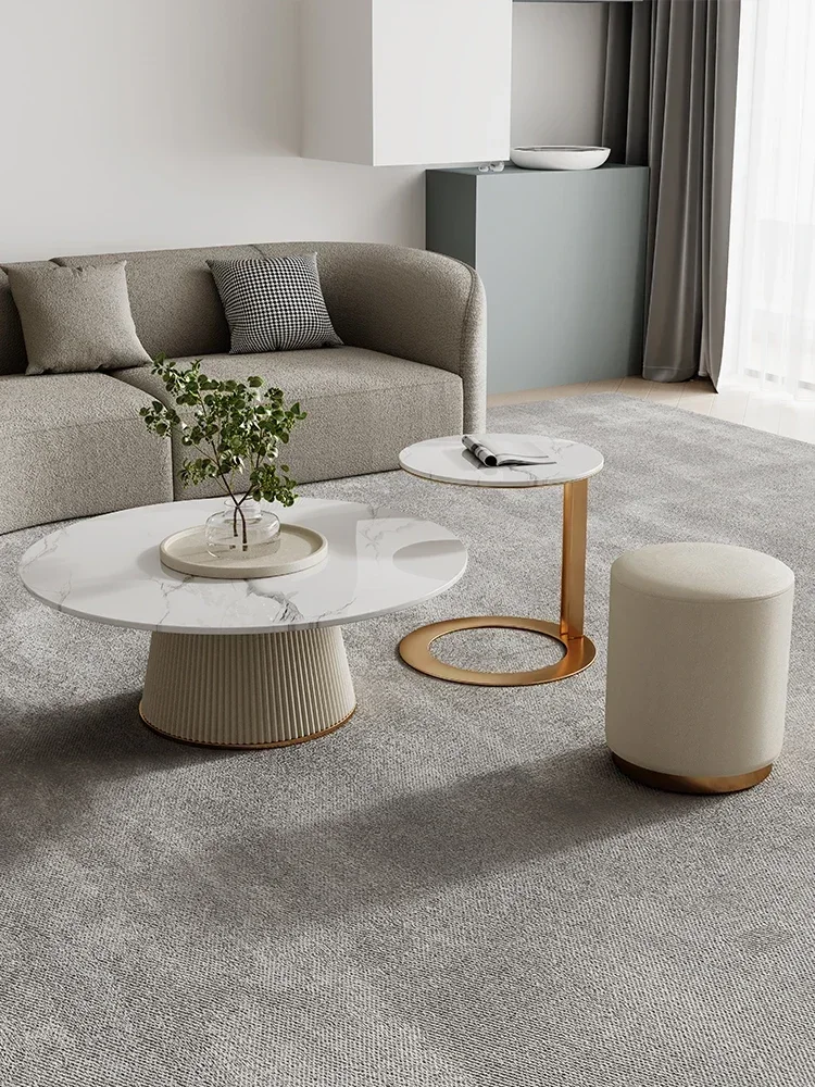 Home Art round Stone Plate Modern Simple Size Tea Table Combination