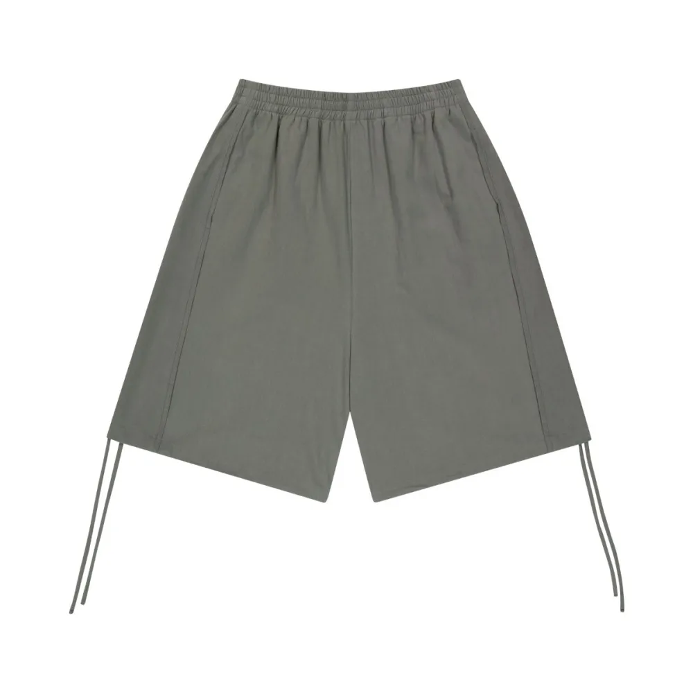 

Causal Lace Up Half Pants with Elastic Waist Solid Color Pant Capris