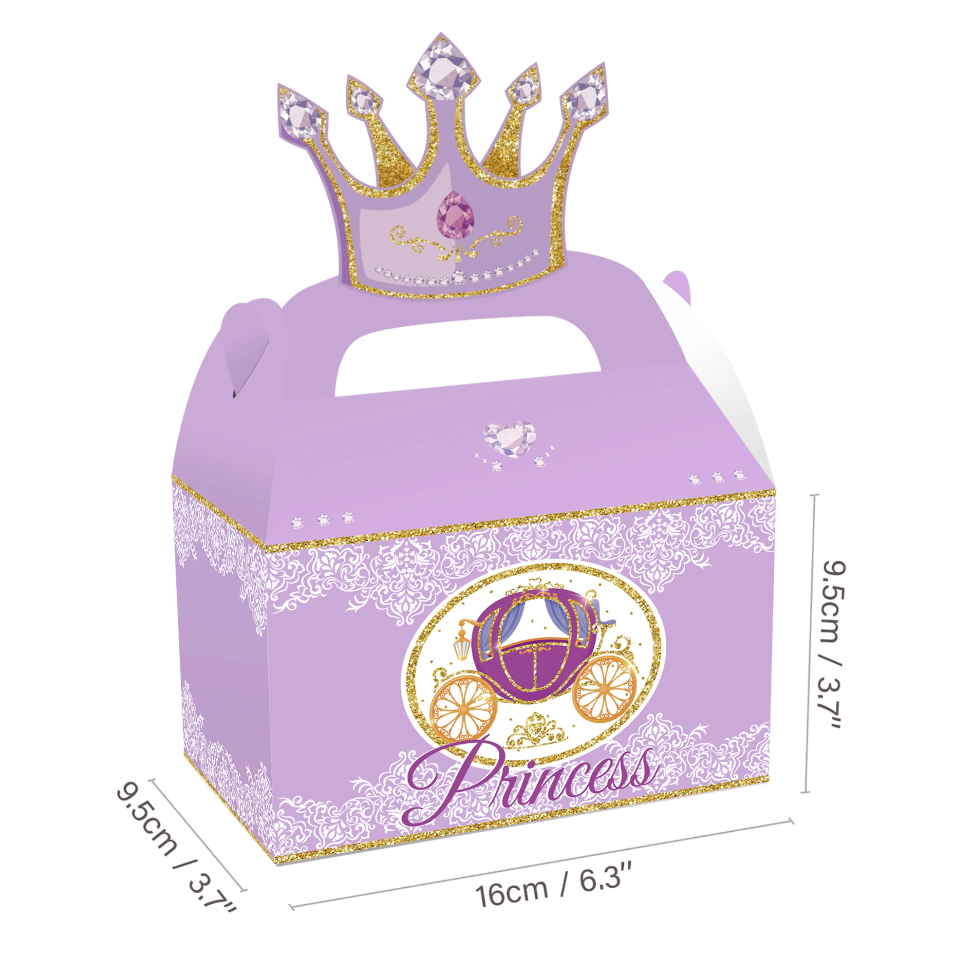 DD153 4Pcs Sweet Princess Crown Diamond Castle Birthday Party Favor Box Candy Packing Gift Bags Baby Shower Party Decorations