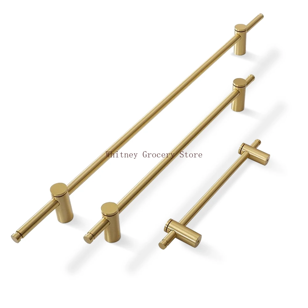 Brass long handle Nordic pure copper modern pulls simple gold light luxury pulls cabinet adjustable long handle cabinet handle