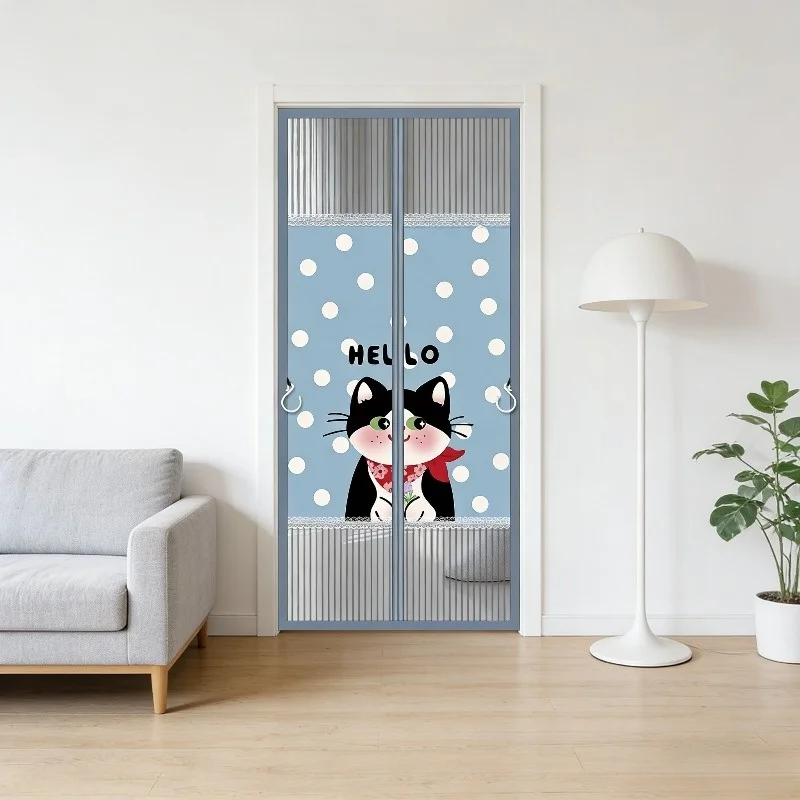 Magnetic Mosquito Proof Screen Doors, Cartoon Animals Pattern, Home Balcony Living Room Partition, Patio, Kitchen, Privacy Scree