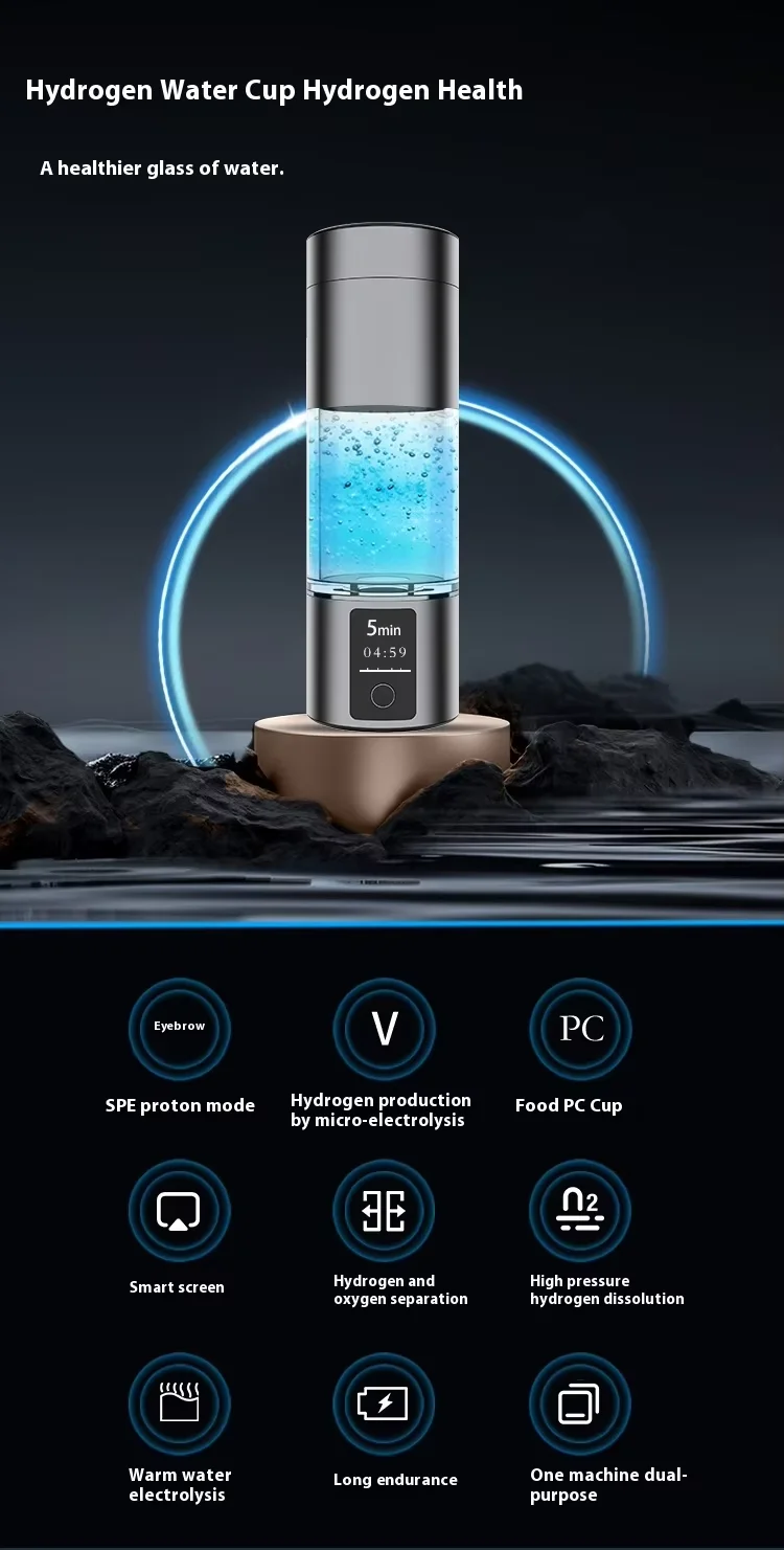 2025 New Hydrogen Water Generator H2 Hydrogen Water Cup Portable Rich Hydrogen Water Bottle
