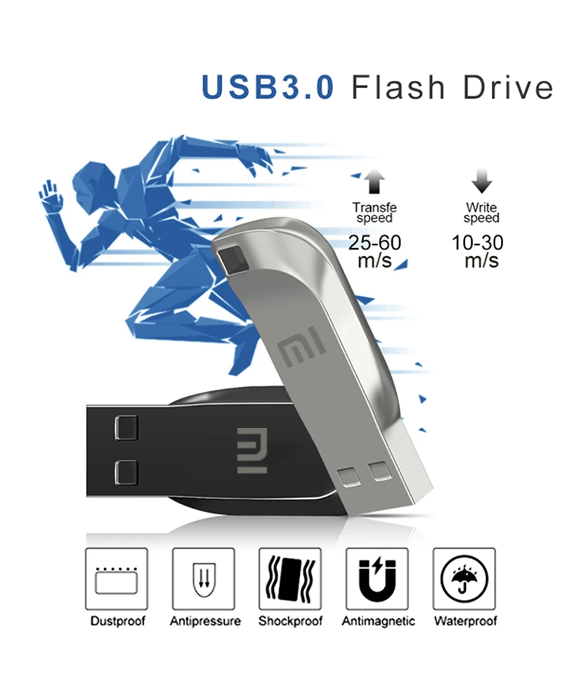 Xiaomi Pen Drive 2TB USB 3.0, Flash Drive logam 1TB kapasitas besar kecepatan tinggi penyimpanan memori U Disk 2024 baru