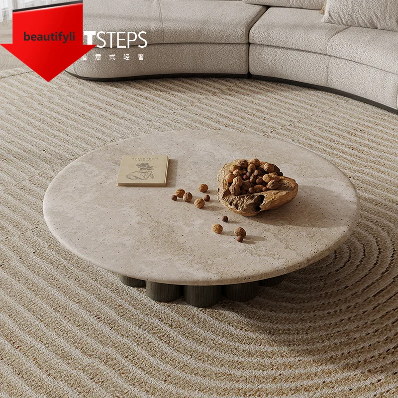 

A38 Легкий роскошный мраморный журнальный столик в итальянском стиле, набор ваби-саби для маленькой квартиры, круглый современный минималистский стиль