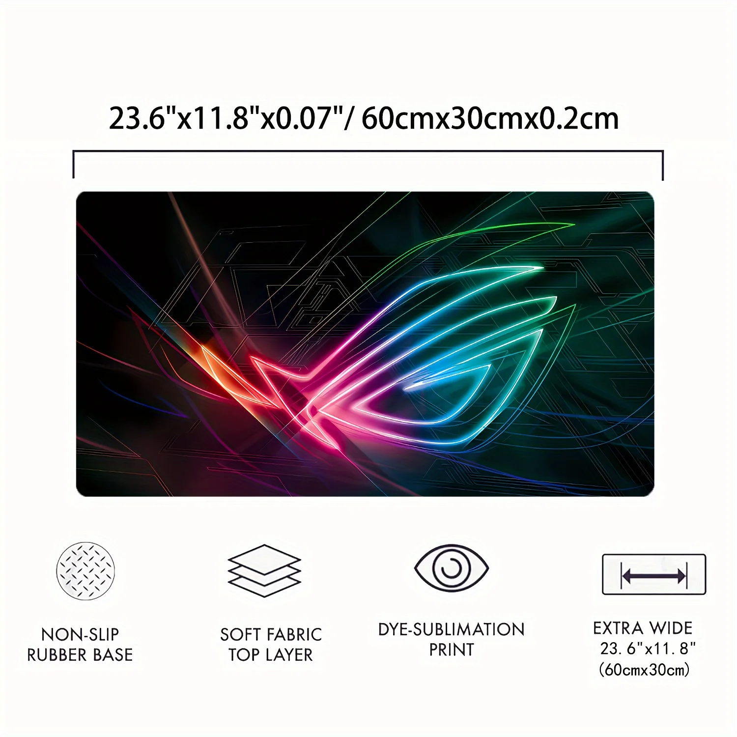 لوحة ماوس ألعاب كبيرة جدًا من ASUS ROG مع حدود مخيطة وقاعدة مطاطية غير قابلة للانزلاق