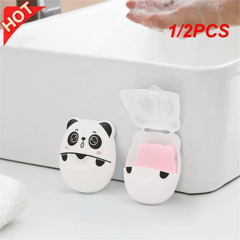 1/2PCS Disposable Soap Paper Scraps Seal With Cover Multiple Bubbles Easy To Use Small Box Body Travel Soap Lightweight As Paper