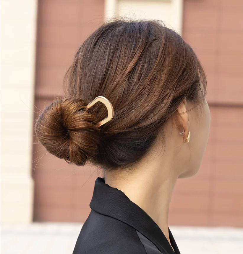 U-förmige Haargabel, elegante goldene silberfarbene Legierung, langes, dickes Haar, Hochsteckfrisur, französischer Haarnadel-Stick, Damen- und Mädchen-Haar-Accessoires – Detail 8