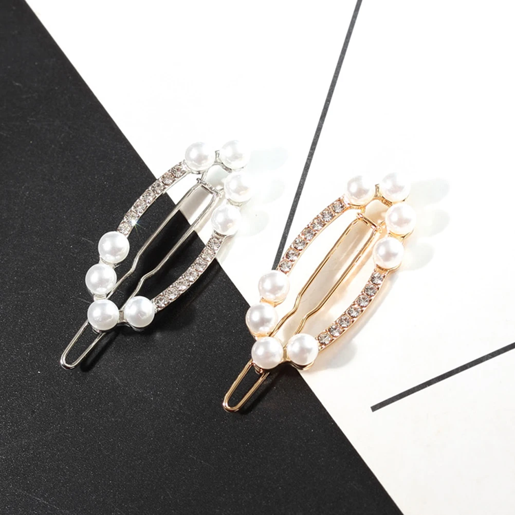 

4pcs Sparkly Rhinestones Clips Pearls Barrette Women Crystal Hairpin Daily Party Wedding Charming Elegant Gift Hair Clips Pearls