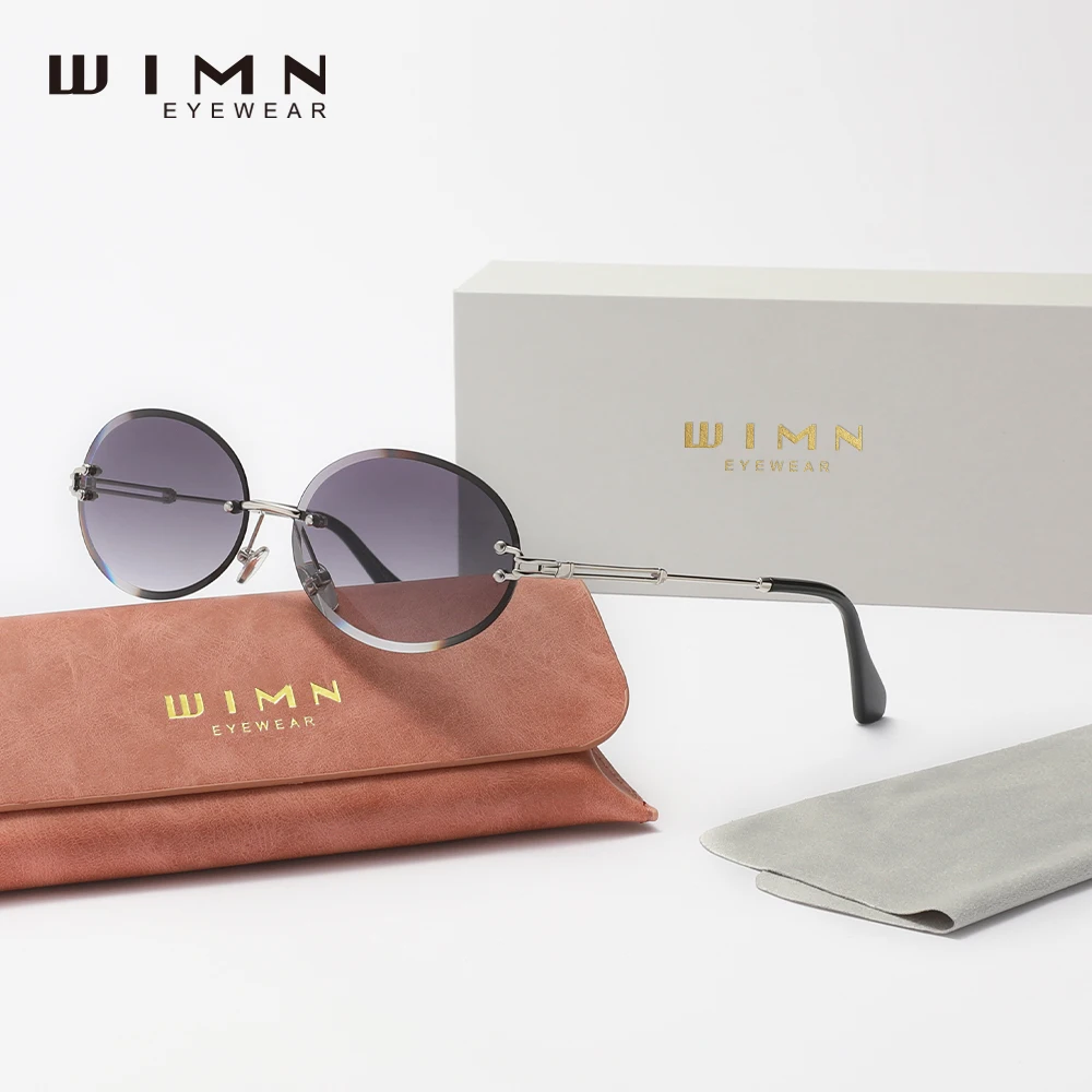 

WIMN Design Sunglasses Fashion oval Women Rimless UV400 Gradient Vintage Alloy Frame Classic Shades Luxury Eyewear