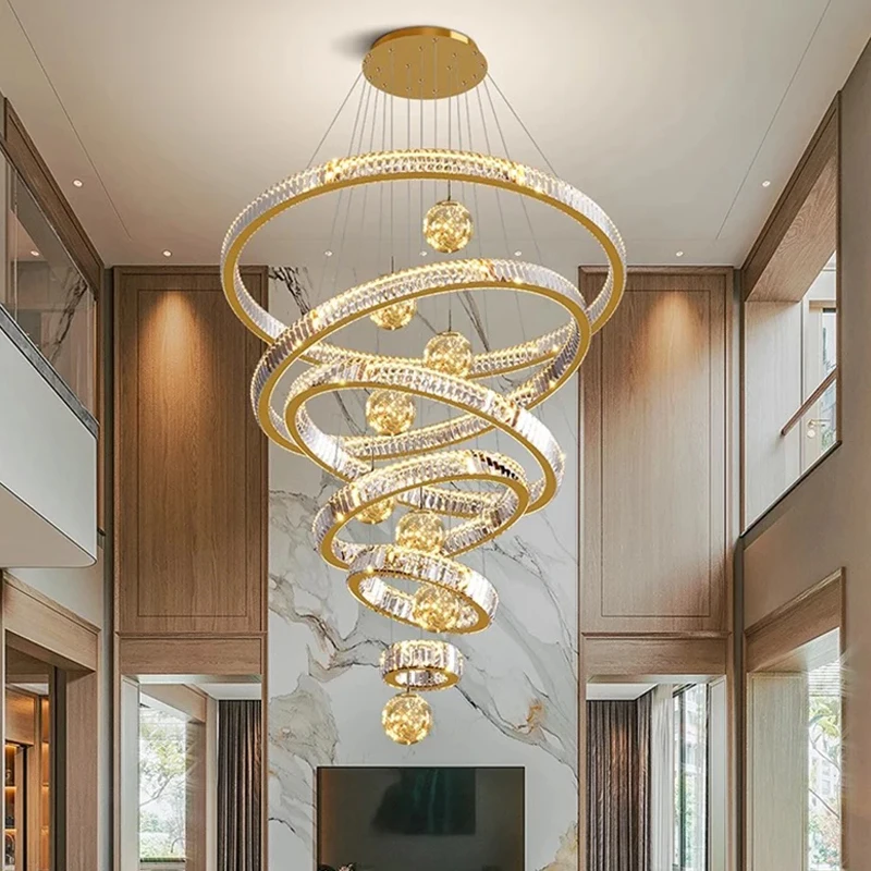 

Modern Living Room Hanging Ceiling Pendant Light Stairs Chandeliers Modern Hotel Living Room Ring Led Ceiling Hanging Lamp.