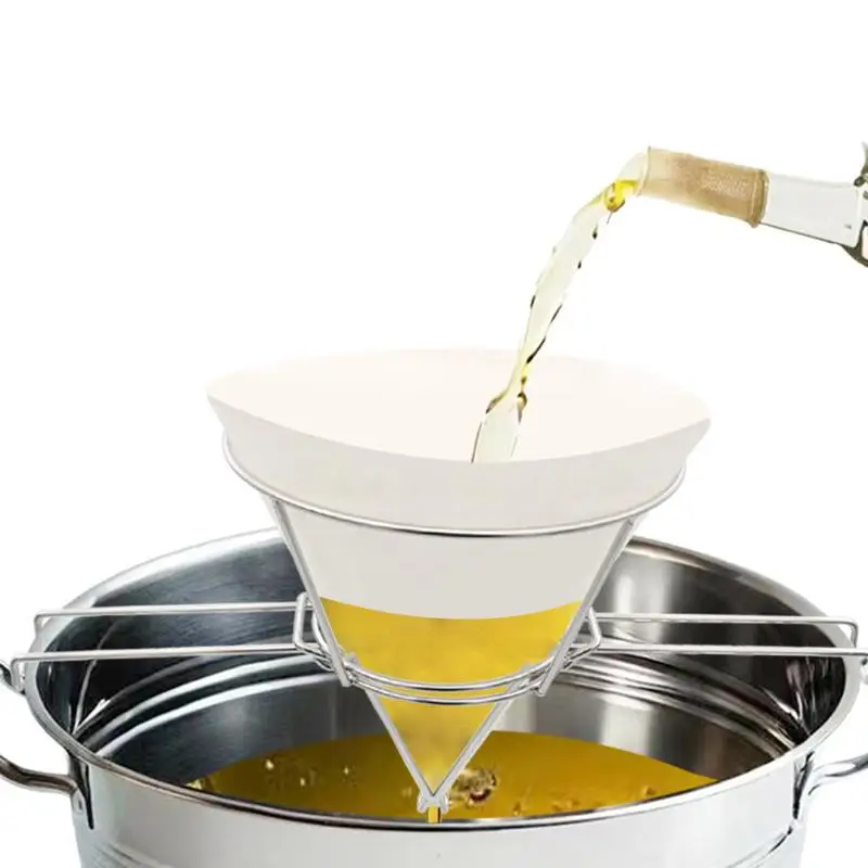 

Deep Fryer Oil Cone Filter Holder Maple Syrup Cone Filter Stand With Folding Arms Stainless Steel Reusable Strainer Rack