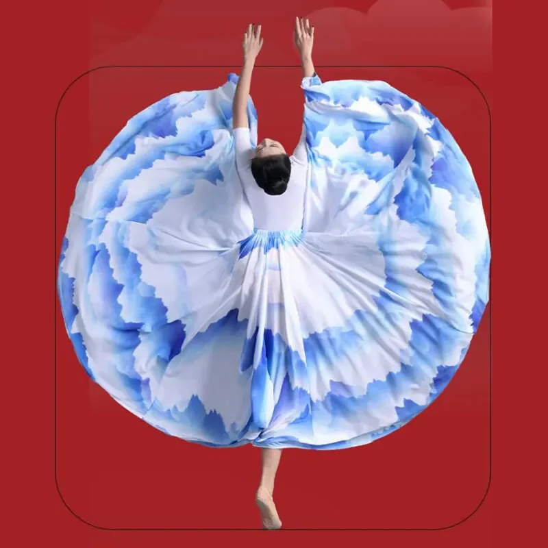 

National Chinese Style Classical Dance Dress Women Modern Big Swing Skirts Practice Performance Dance Costume 360/720 Degree