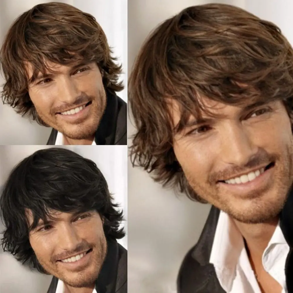 

Hot Head Cover Afro Kinky Short Natural Color Synthetic Hair Full Curly Wig Men's Wigs Short Hair