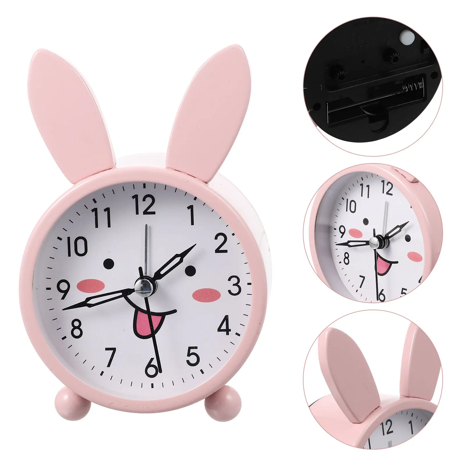 

Cartoon Alarm Shape Silent Quartz Bedside Home Decor Digital Desk Rabbit Shape Alarm Clock Non Ticking Travel LED Clock