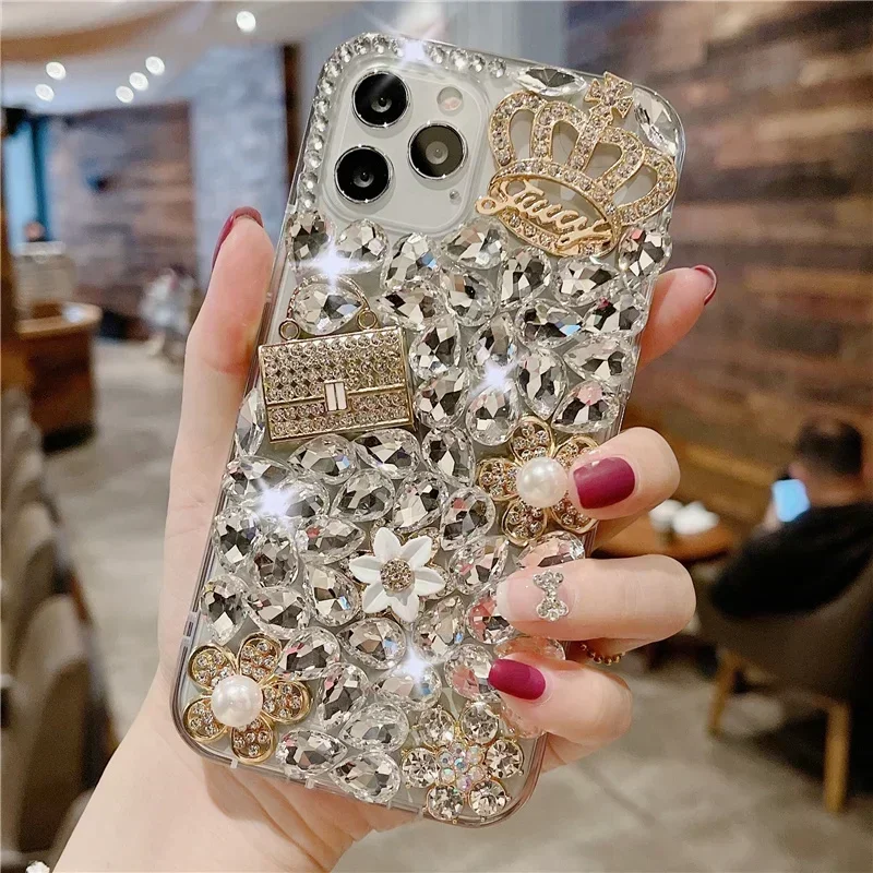 Funda de diamante brillante para Xiaomi 13 14 POCO X3 X4 X5 F4 F5 PRO M4 M5 M6 - Funda de teléfono de lujo mi 14pro con corona de diamantes de imitación