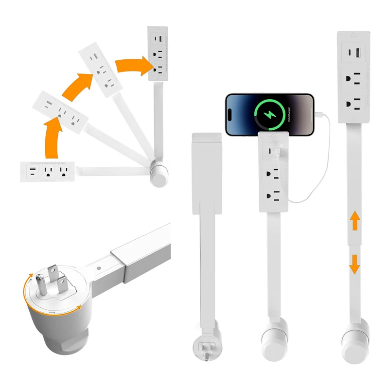 Verstellbarer Steckdosenverlängerer EU US UK Stecker Ausziehbarer Stecker Stromsteckdosenverlängerer 180° °   360 °   Einziehbare Steckdose