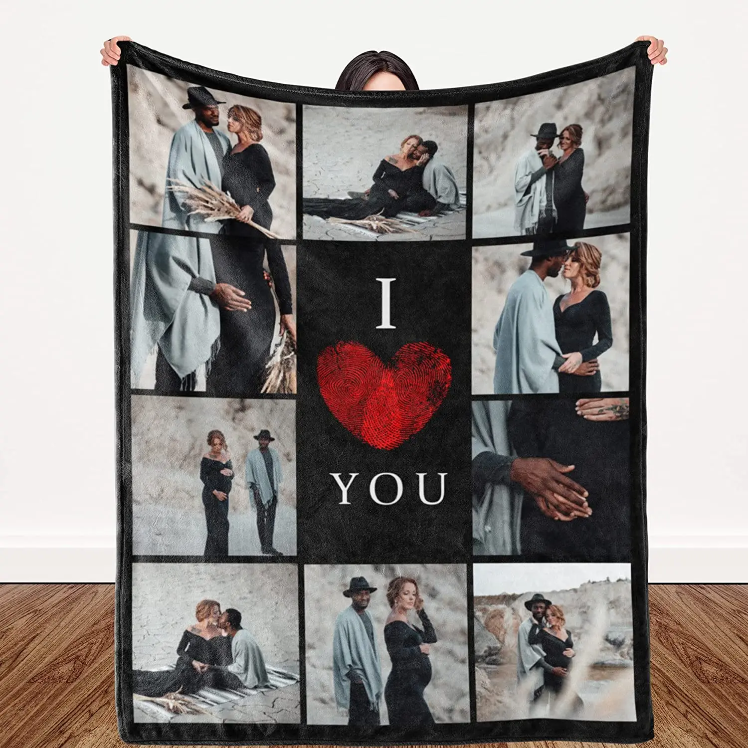 I Love You Custom Blanket with Photo Collage, Personalized Picture, Throw  for Christmas, Valentine's Day, Birthday Gift