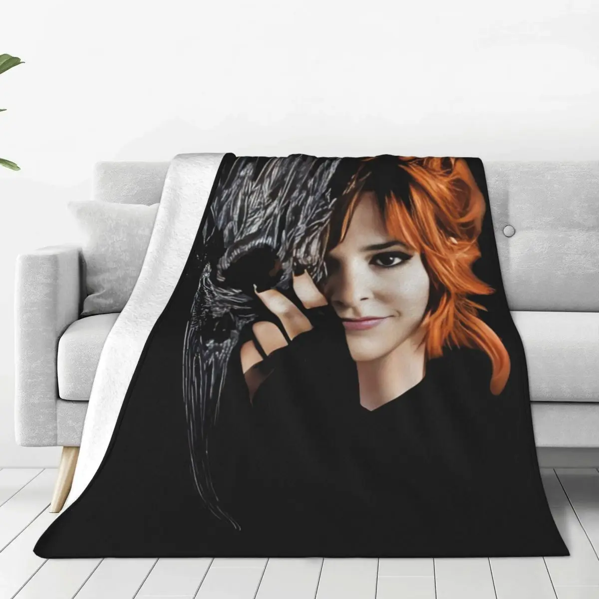 Custom Mylene Farmer Blanket 3D Printed Soft Flannel Fleece Warm French Singer Throw Blankets for Travel Bedding Couch Quilt