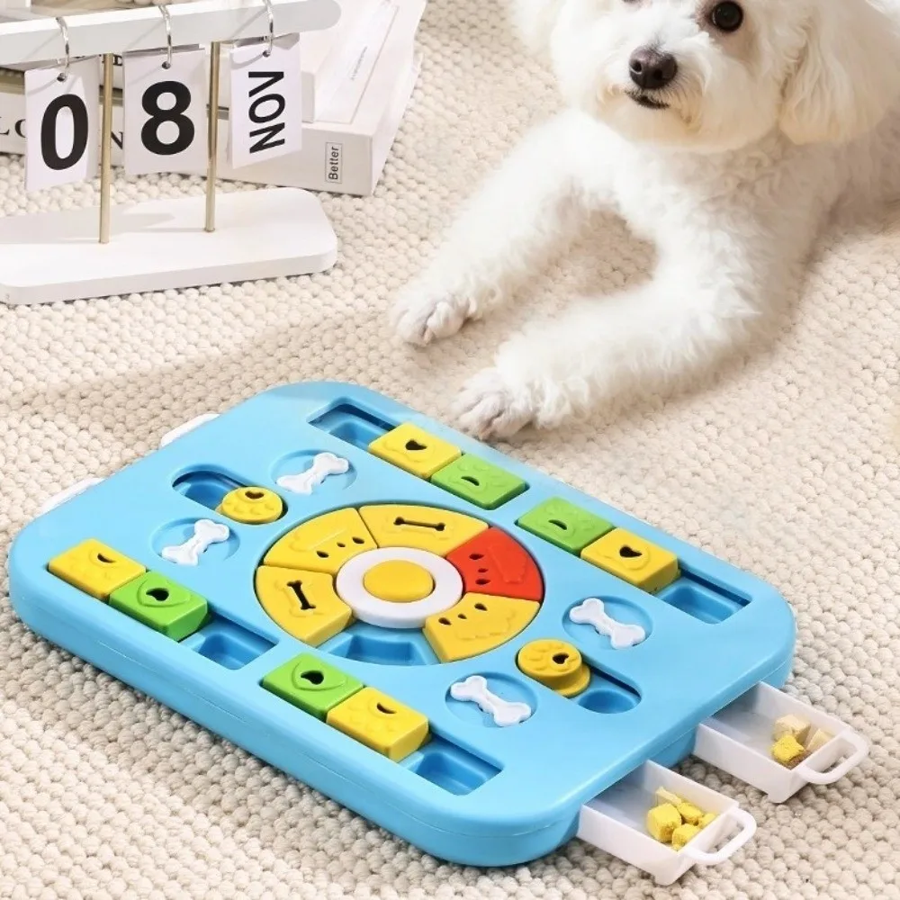 لعبة تفاعلية مضادة للاختناق على شكل كلب لعبة ألغاز تفاعلية متينة لتغذية الحيوانات الأليفة لعبة دوارة مع لغز الصوت لتدريب الجرو