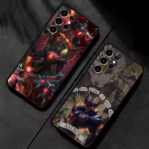 L-League of LeagueES Aatrox Phone Case For Samsung Galaxy S25 S24 S23 S22 S21 S20 Plus Ultra Note20 Soft Black