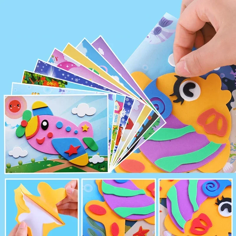 1/10pcs DIY Creative Cartoon Animal 3D EVA Foam Sticker Puzzle Handmade Early Learning Educational Toys for Children Kids Gift