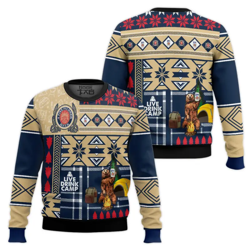 Men Round Neck Christmas Ugly Sweater Fully Printed Beer Enthusiast Gathering Festive Atmosphere Must Have For Autumn And Winter